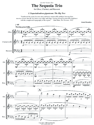 Jenni Brandon: The Sequoia Trio For Oboe, Clarinet and Bassoon