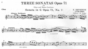 Fran&ccedil;ois Devienne: Three Sonatas Opus 71.