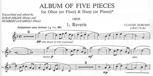 Claude Debussy:  Five Pieces for Oboe and Harp (or piano)