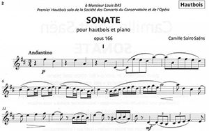 Camille Saint-Sa&euml;ns: Sonate for Oboe and Piano Opus 166