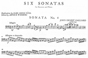 John Ernest Galliard: Six Sonatas for bassoon and piano. Volume II
