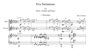 Robert Sibbing: Five Definitions for Oboe, Clarinet and Piano.