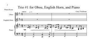 Gary Friedman: Three Trios for Oboe, English Horn and Piano